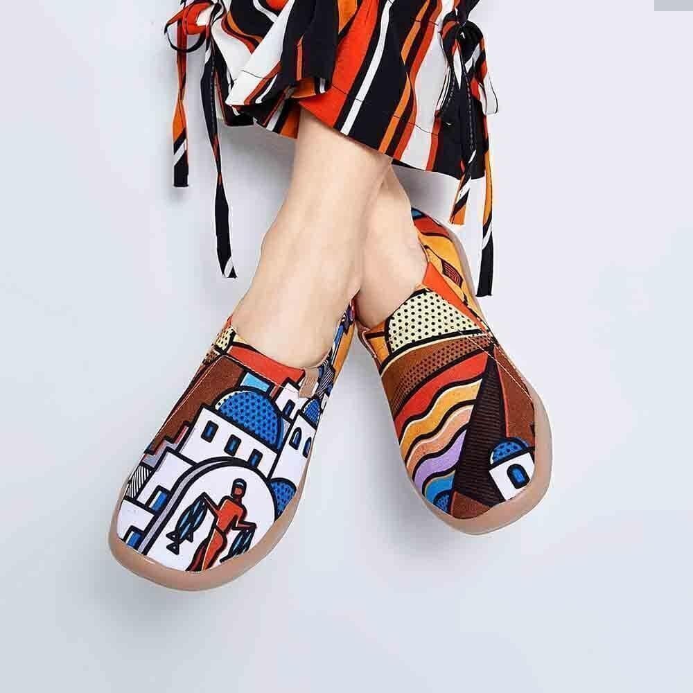 UIN Women's Slip On Casual Loafers Comfort Walking Shoes (Sunset in Santorini) - Picture 2 of 11